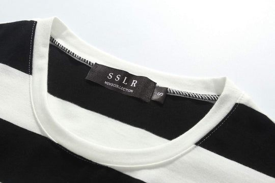 -Mens-T-Shirts-Short-Sleeve-Striped Shirt Red and White Crewneck Lightweight Causal