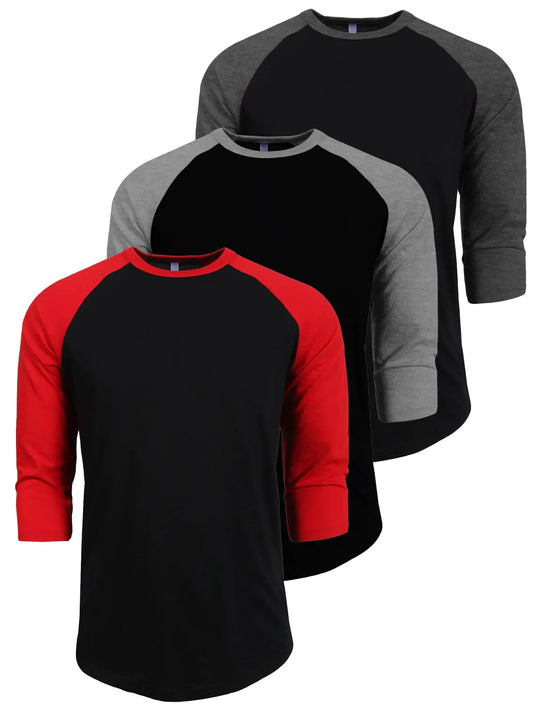 NE PEOPLE Mens 3/4 Sleeve Baseball Tshirt Raglan Jersey Shirt (S-2XL)