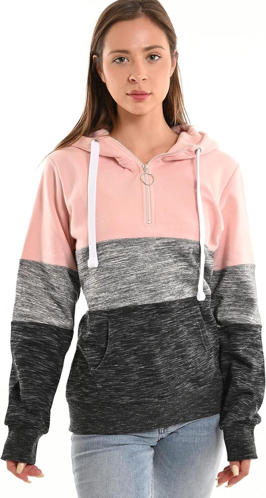 Women'S Ultra Soft Fleece Long Sleeve Active Cozy Lightweight 1/4 Zip-Up Pullover Hoodie