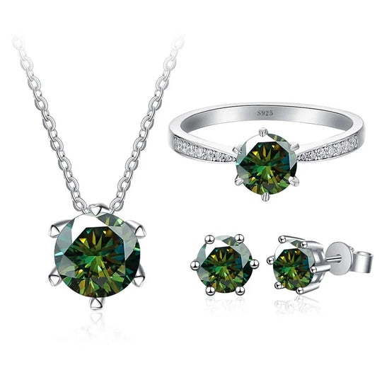 1ct D Color Moissanite Bridal Set 925 Sterling Silver Ring Earring Necklace