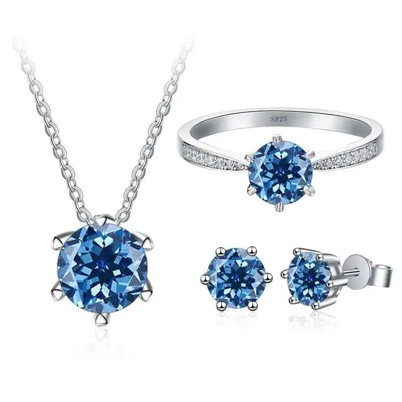 1ct D Color Moissanite Bridal Set 925 Sterling Silver Ring Earring Necklace