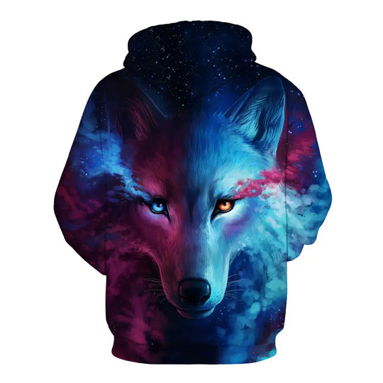 Wolf Hoodie, Couple Hoodie, Blue Sweatshirt