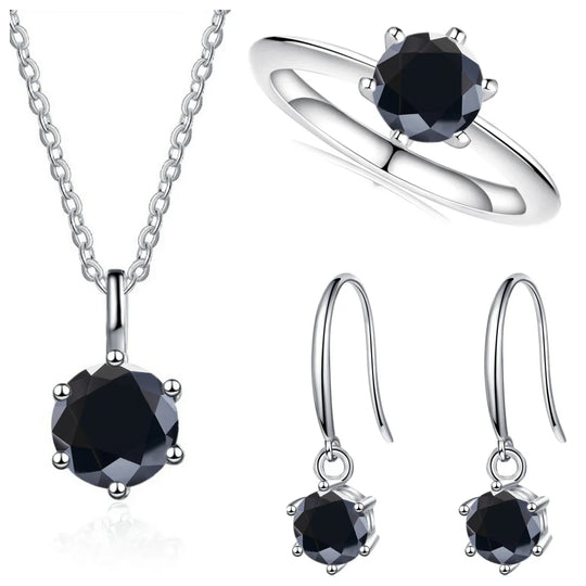 2.5ct Solitaire Moissanite 925 Sterling Silver Necklace Earrings Ring Set
