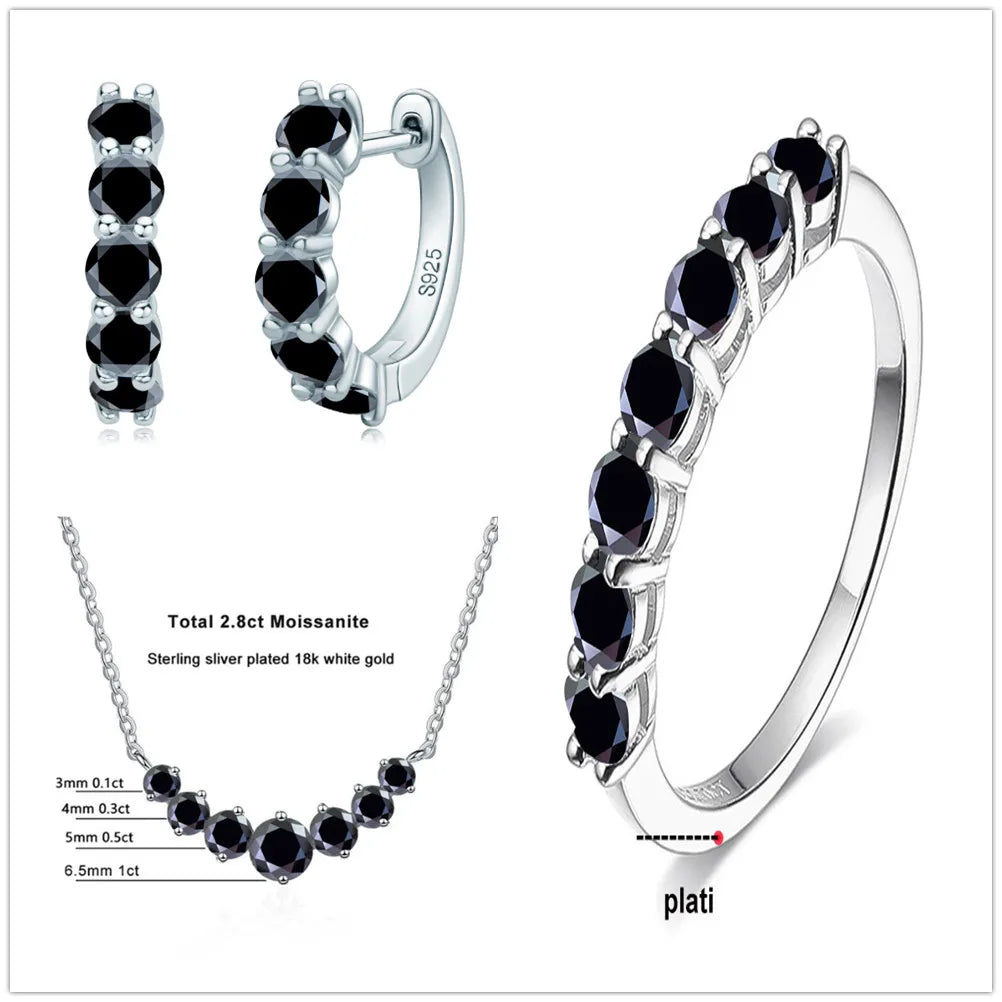4.5ct Moissanite 925 Sterling Silver Bridal Jewelry Set Ring Necklace Earrings
