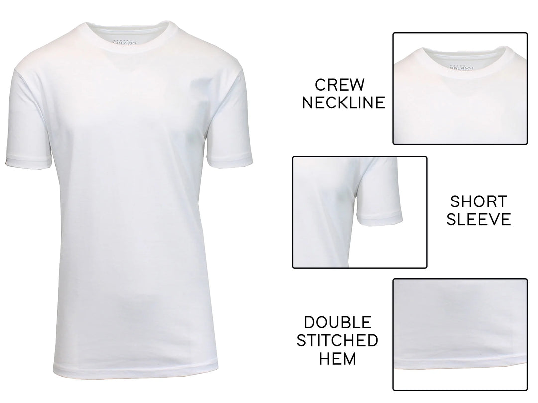 Men'S Short Sleeve Crew Neck Cotton Blend Classic Tee (S-3XL) 6 Pack