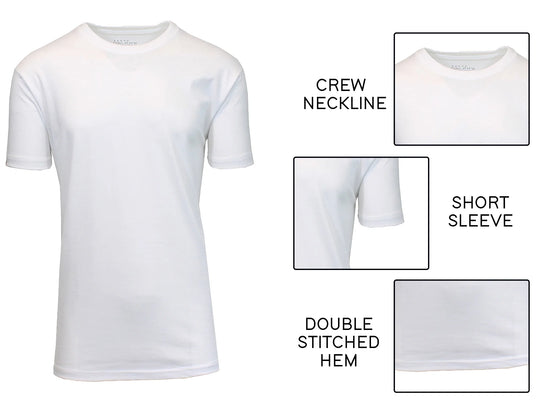 Men'S Short Sleeve Crew Neck Cotton Blend Classic Tee (S-3XL) 6 Pack