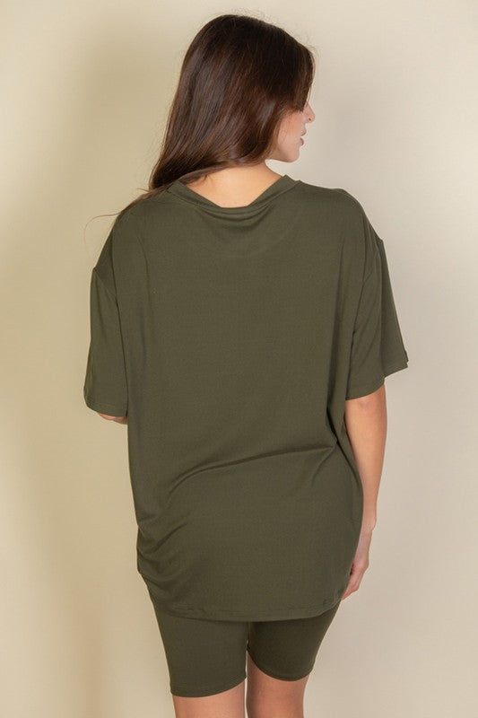 Loose Fit Top oversize shirts & Bike Shorts Set