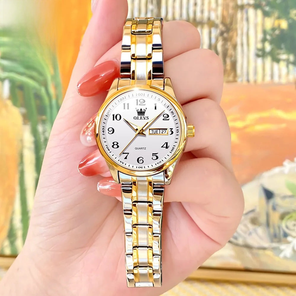 Women's Two Tone Stainless Steel Quartz Watch With Date