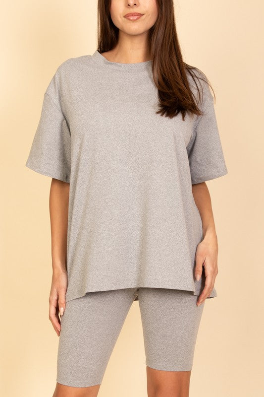 Loose Fit Top oversize shirts & Bike Shorts Set