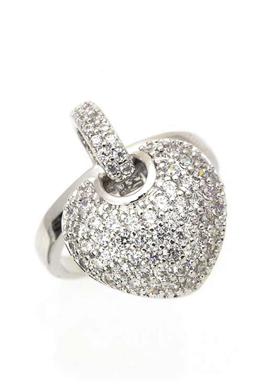 Cubic Zirconia Heart Charm Fashion Ring