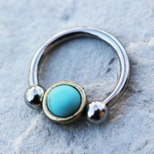 316L Stainless Steel Turquoise Snap-In Captive