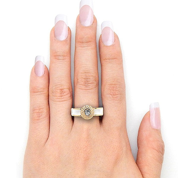 Greek Key Medallion on Epoxy Ring