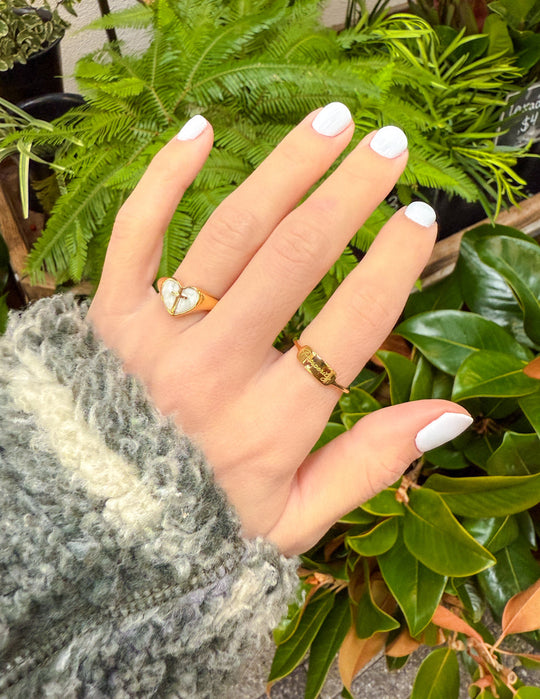 Enamel Heart Cross Ring