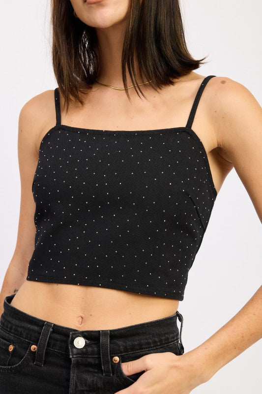 DENIM HOTFIX CROPPED TOP