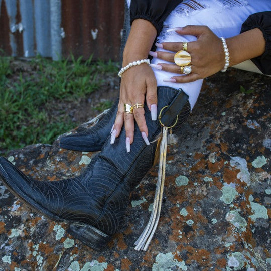 Matte Gold Electroplate Wavy Disc Ring