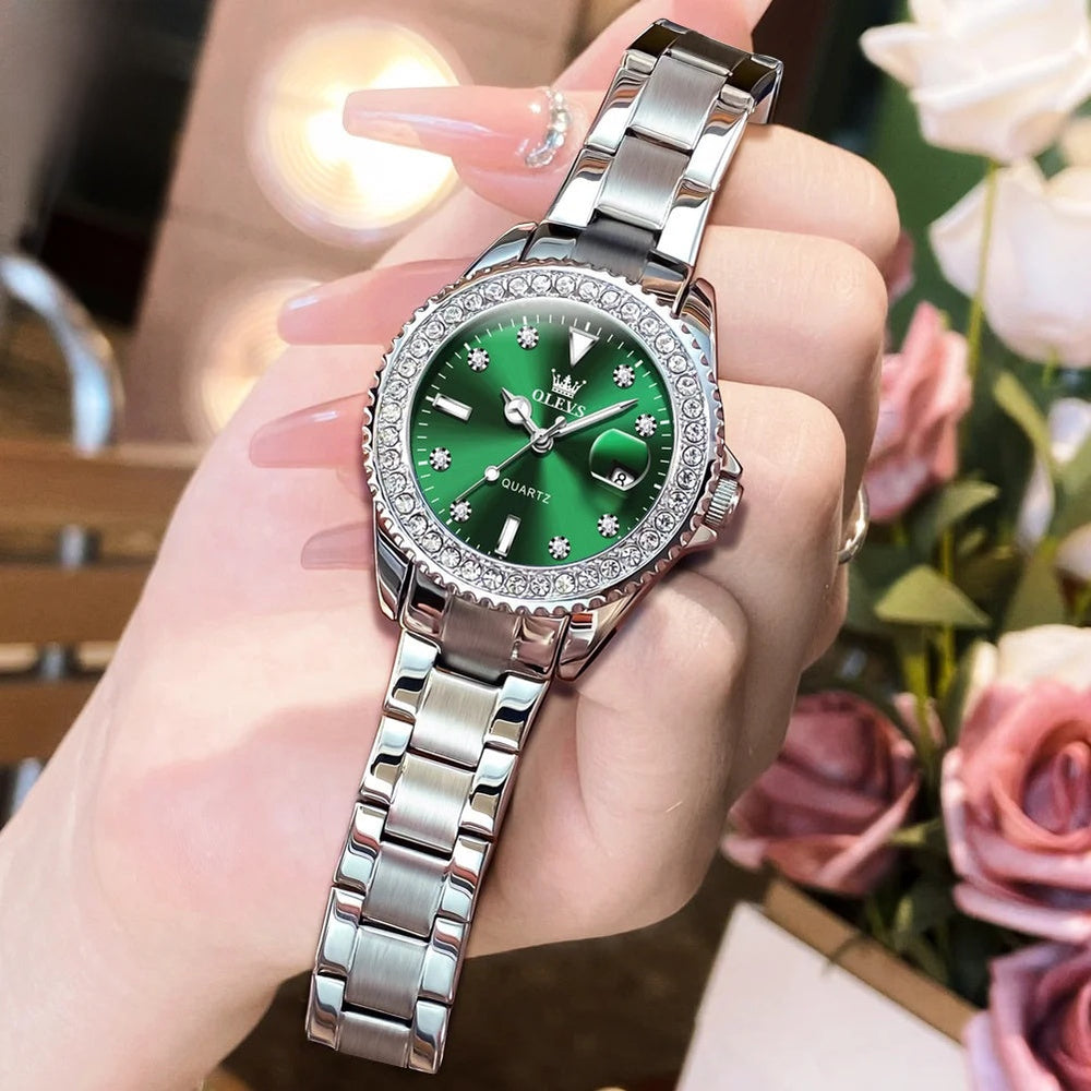 Women's Crystal Bezel 34mm Stainless Watch