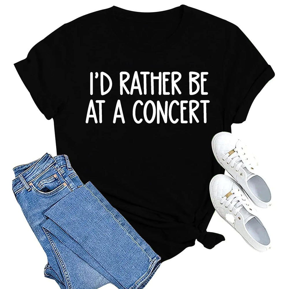 MAIHUN Concert Shirts Women Country Music Tshirt Music Lover Fans Tee Tops Black
