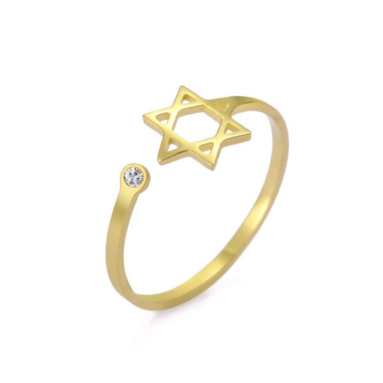 Adjustable Star of David Open Ring