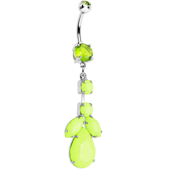 Light Green Gem Neon Leaf Vine Dangle Belly Ring
