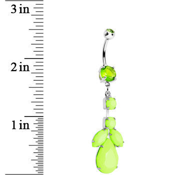 Light Green Gem Neon Leaf Vine Dangle Belly Ring
