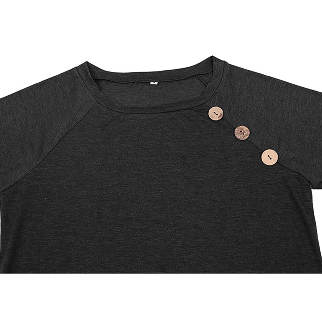 Women'S Tops Short Sleeve Blouse Summer Casual T Shirts Loose Fit Tunic Top with Side Button Black Tees