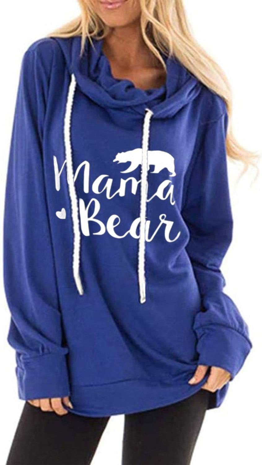 Women'S Mama Bear Sweatshirt with Hoodie T Shirt Top S Blue