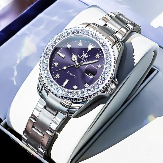 Women's Crystal Bezel 34mm Stainless Watch