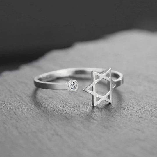 Adjustable Star of David Open Ring