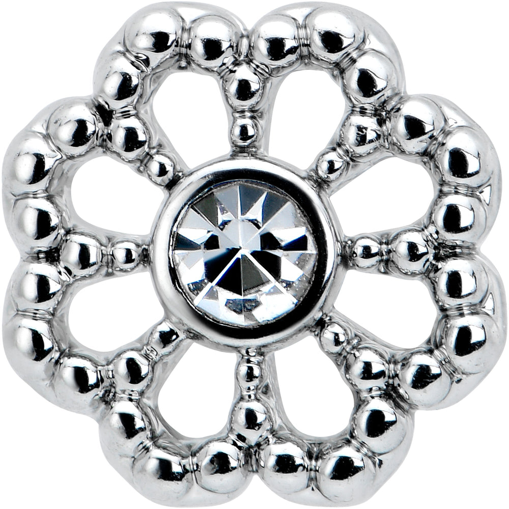 20G 7mm Clear Gem Epic Fabulous Flower L Shape Nose Ring