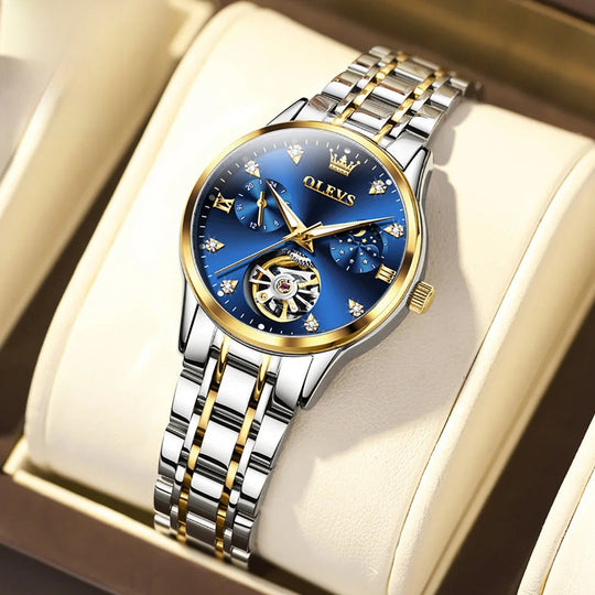 Women's Automatic Stainless Steel Watch Diamond Markers