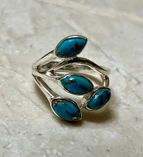Four Stone Blue Copper Turquoise Sterling Silver R