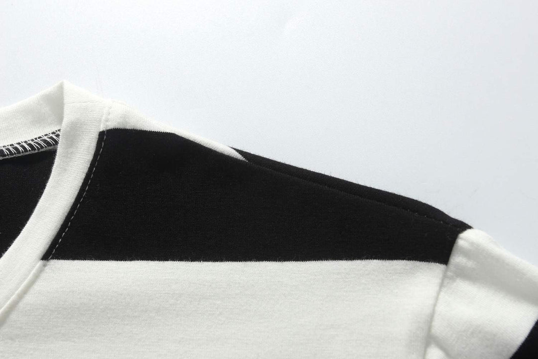 -Mens-T-Shirts-Short-Sleeve-Striped Shirt Red and White Crewneck Lightweight Causal