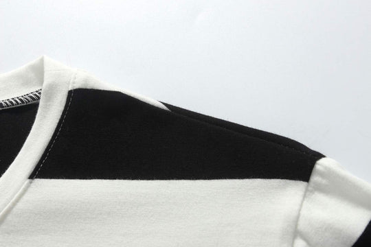 -Mens-T-Shirts-Short-Sleeve-Striped Shirt Red and White Crewneck Lightweight Causal