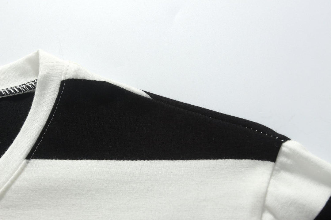 -Long-Sleeve-Tee-Shirts-For-Men-Striped T Shirts Crewneck Cotton Causal (Xx-Large, Black White)