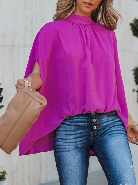 Loose solid color chiffon blouse top