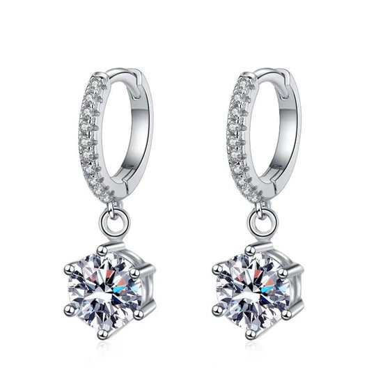 925 Silver Moissanite Jewelry Set Necklace Ring Stud Earrings Solitaire