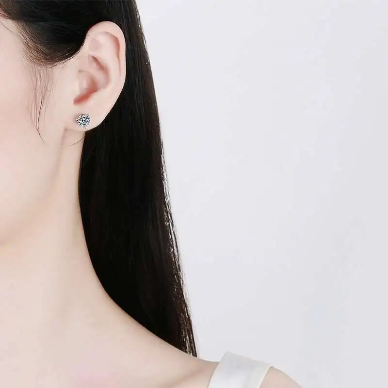 925 Sterling Silver 1ctx4 D Moissanite Necklace Earrings Set Bridal Jewelry