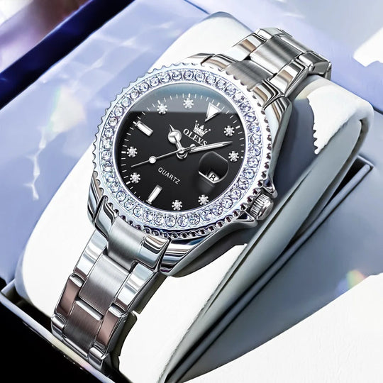 Women's Crystal Bezel 34mm Stainless Watch