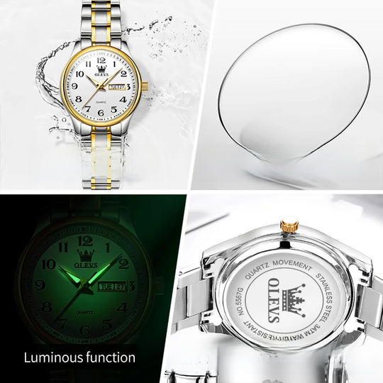 Women's Two Tone Stainless Steel Quartz Watch With Date