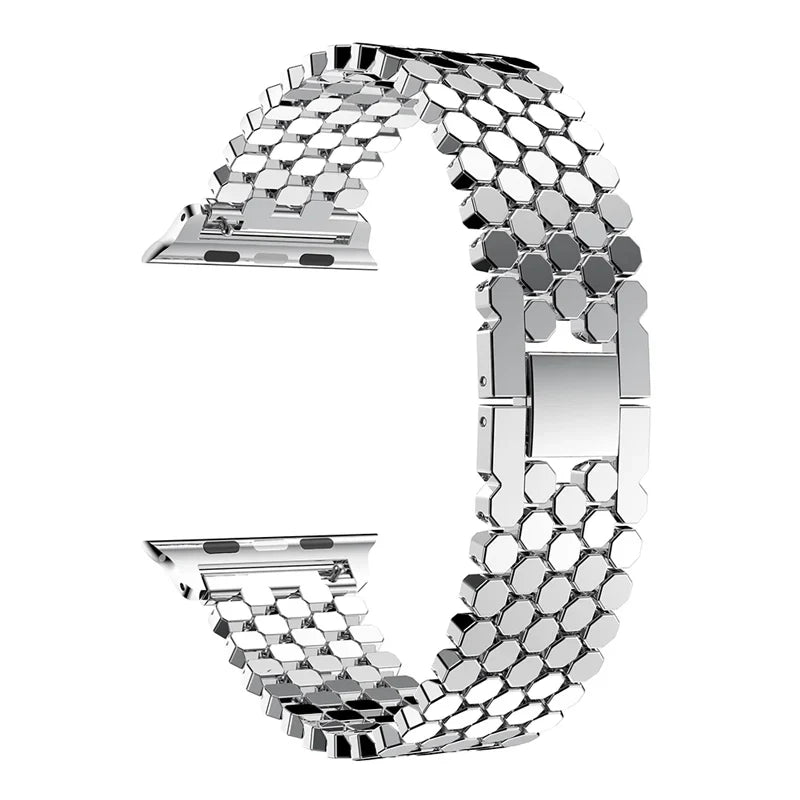 Apple Watch Stainless Steel Strap - Sleek Fish-Scale Design
