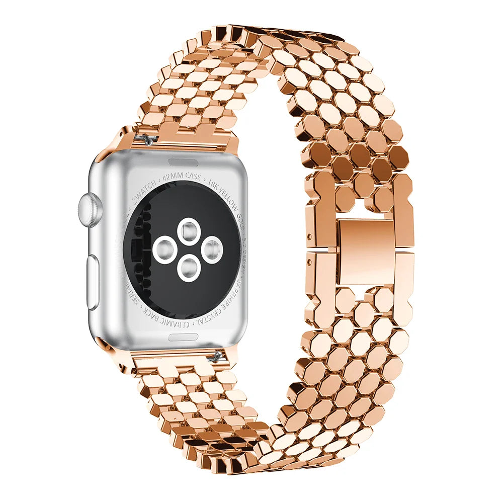 Apple Watch Stainless Steel Strap - Sleek Fish-Scale Design