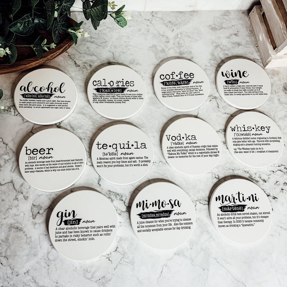 Funny Drink Definition Coasters Set Dictionary Quote Coasters For Bar And Countertop Decor