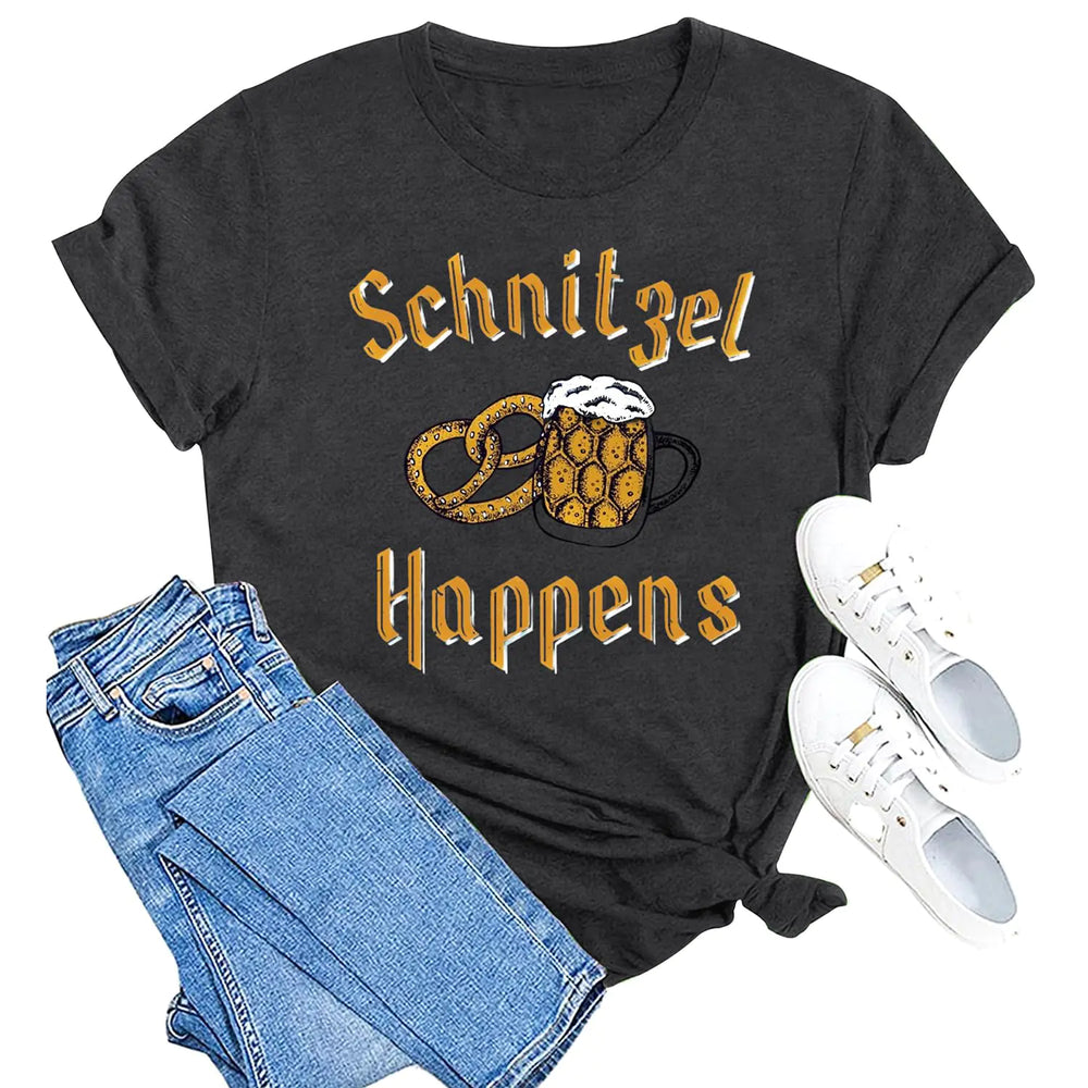 MAIHUN German Oktoberfest Shirt for Women Vintage Ich Heart Bier Tshirt Oktoberfest Short Sleeve