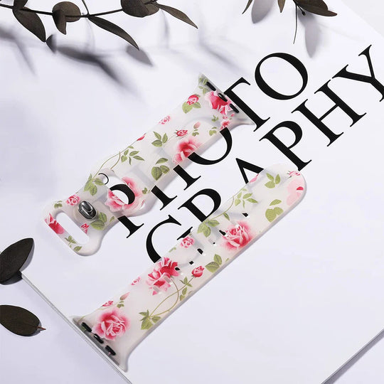 Apple Watch Silicone Strap - Floral Design - Soft and Comfortable