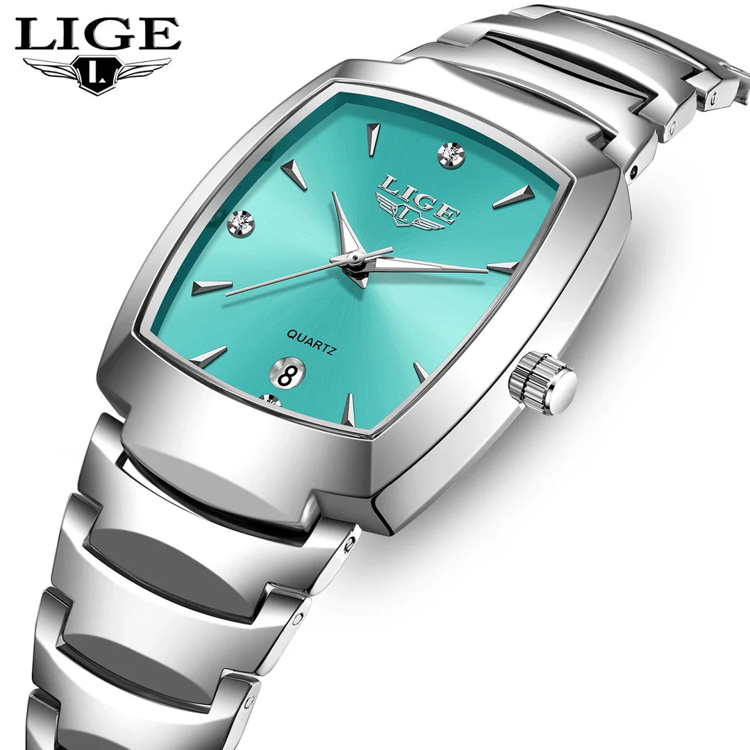 Women's Turquoise Dial Stainless Steel Rectangular Watch