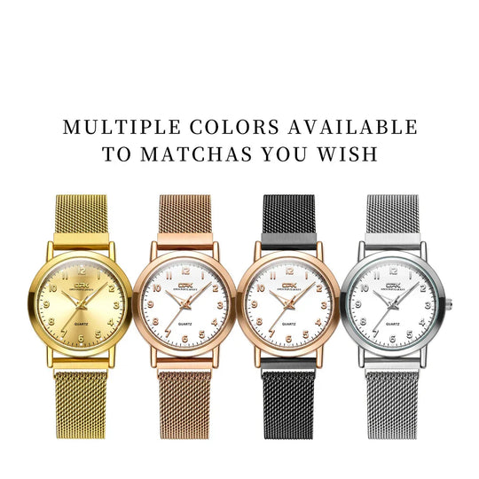 Women's Rose Gold Mesh Quartz Watch Slim Luminous Waterproof