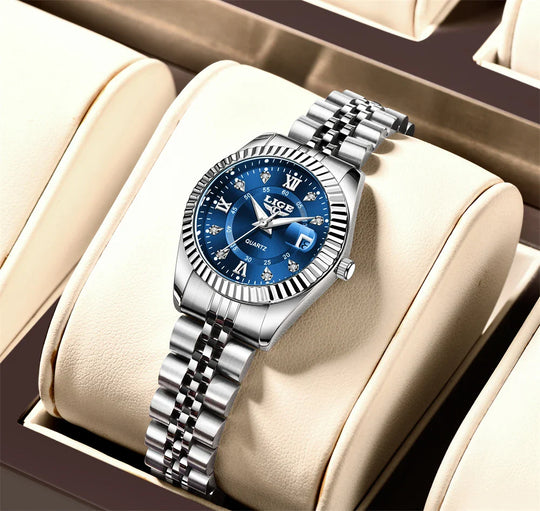 Women's Two Tone Stainless Steel Date Watch Elegant Quartz