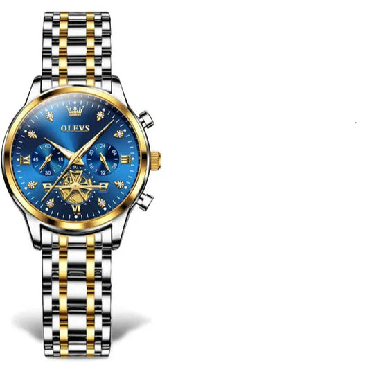 Women's Gold Stainless Steel Multifunction Quartz Watch