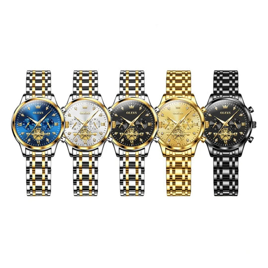 Women's Gold Stainless Steel Multifunction Quartz Watch