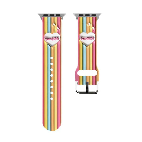 Apple Watch Silicone Strap - Colorful Floral Pattern Band
